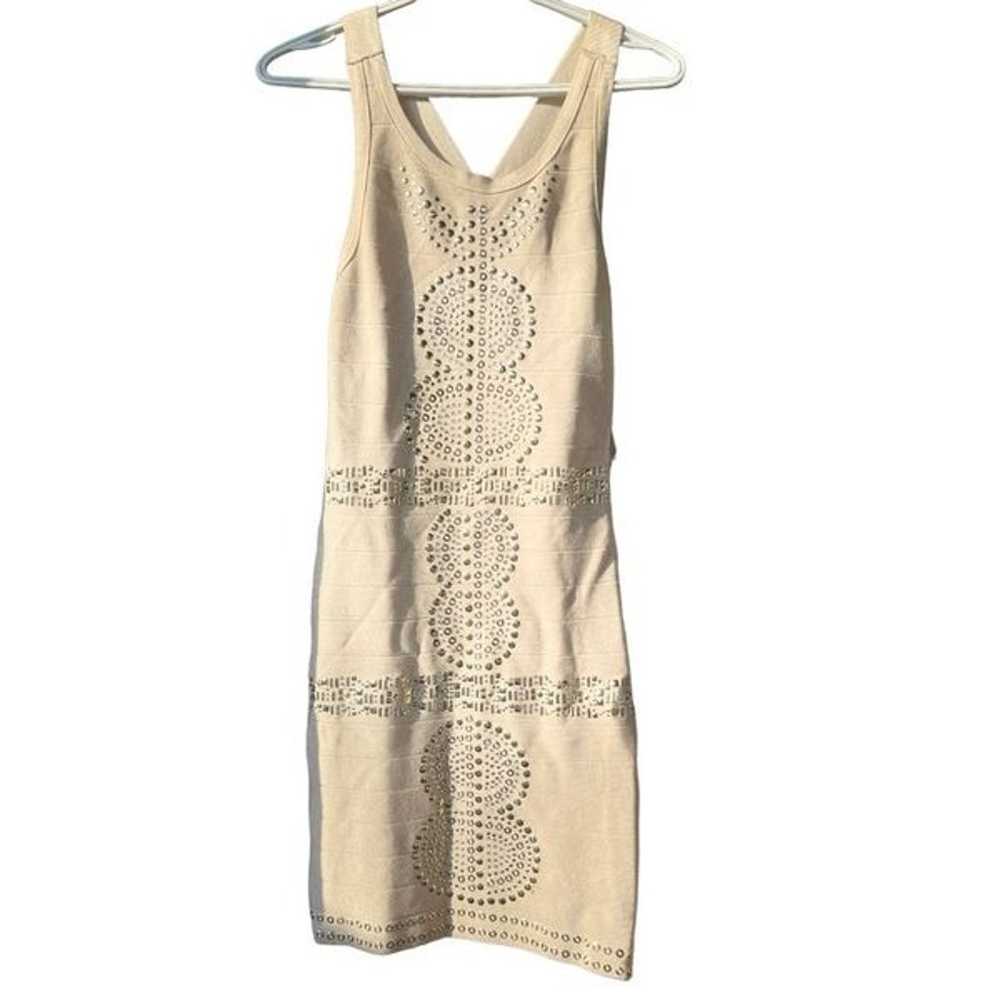 Bebe Cream Colored Studded Bodycon Dress Size Sma… - image 7