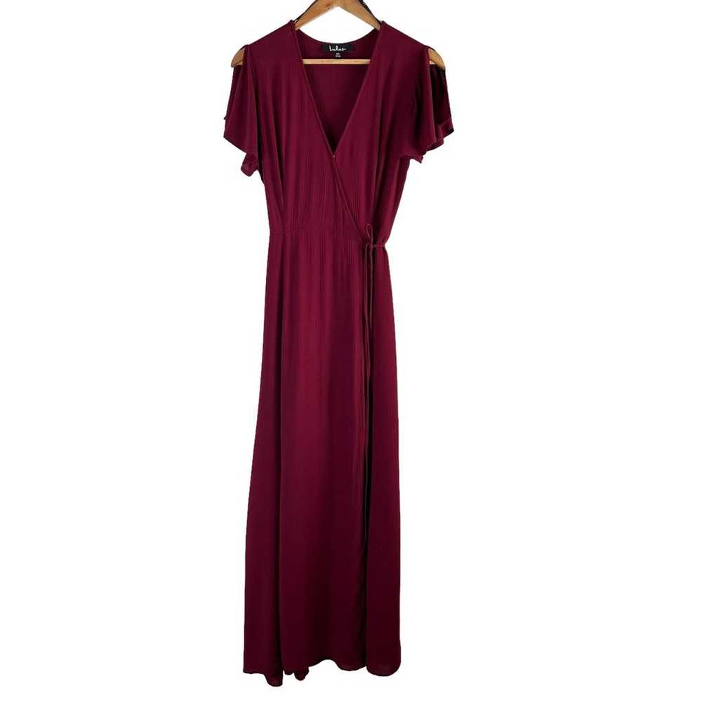 Lulus Heart of Marigold Burgundy Wrap Maxi Dress,… - image 2