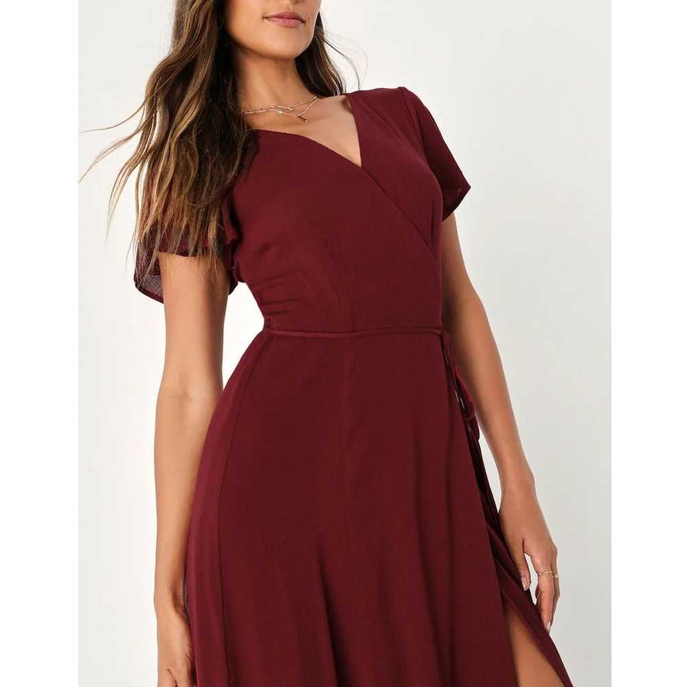 Lulus Heart of Marigold Burgundy Wrap Maxi Dress,… - image 5