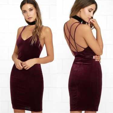 Lulus Wow Worthy Burgundy Velvet Criss Cross Back… - image 1