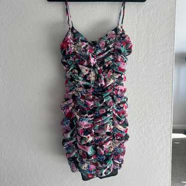 Nasty Gal Ruched Floral Print Bodycon Mini Dress