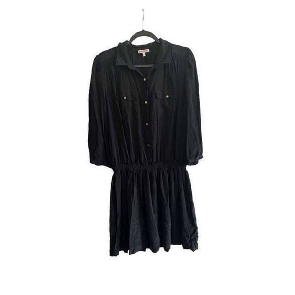 Y2K Juicy Couture Black Silk Shirtdress with Gold… - image 1