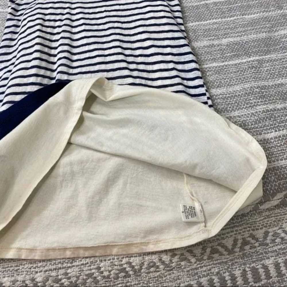 LA Relaxed White and navy blue striped linen mini… - image 3