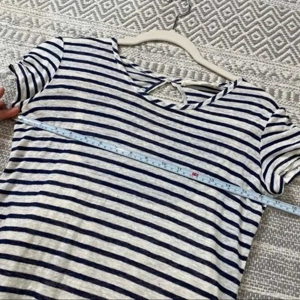 LA Relaxed White and navy blue striped linen mini… - image 4