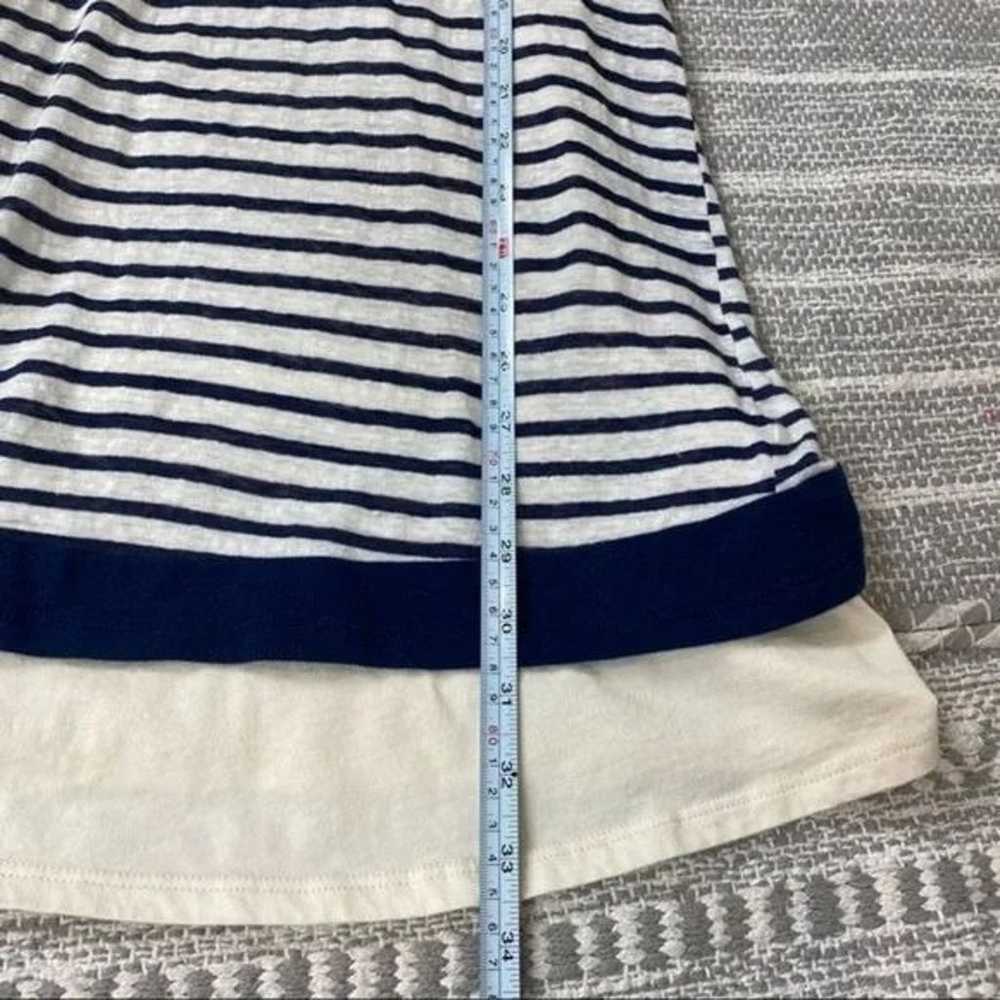 LA Relaxed White and navy blue striped linen mini… - image 6