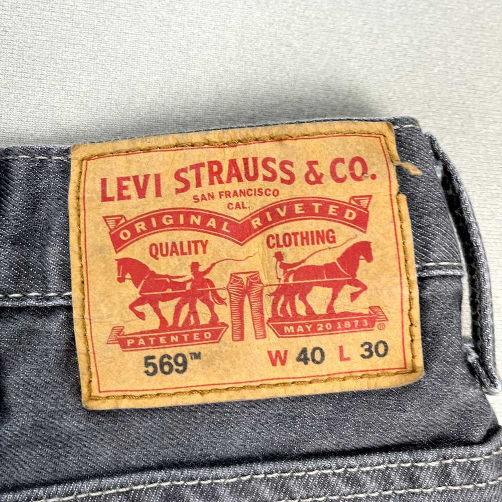 Levi's Levis 569 Jeans Mens 40x30 Gray Denim Loos… - image 4