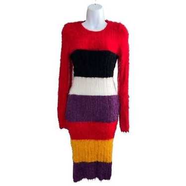 FASHION-NOVA Happiness Fuzzy Multi Stripe Sweater 