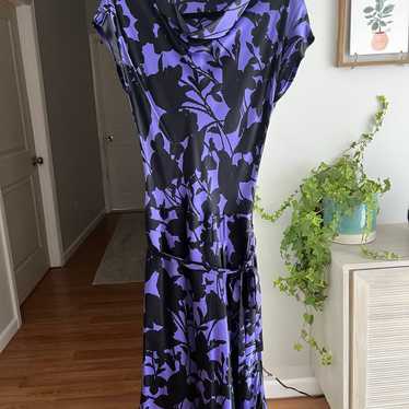 RENE LEZARD Purple/Black 100% Silk Floral Print Mi