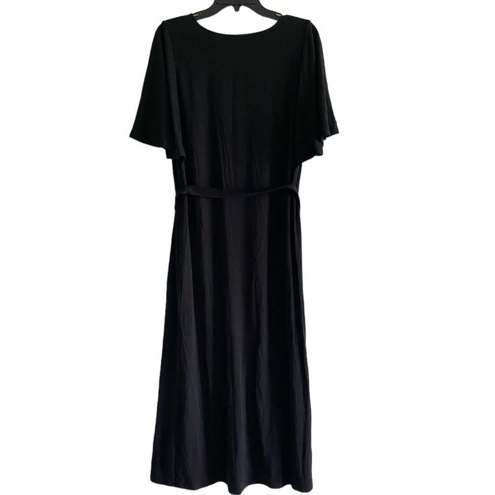 Garnet Hill Flutter-Sleeve Knit Midi Dress Black … - image 3