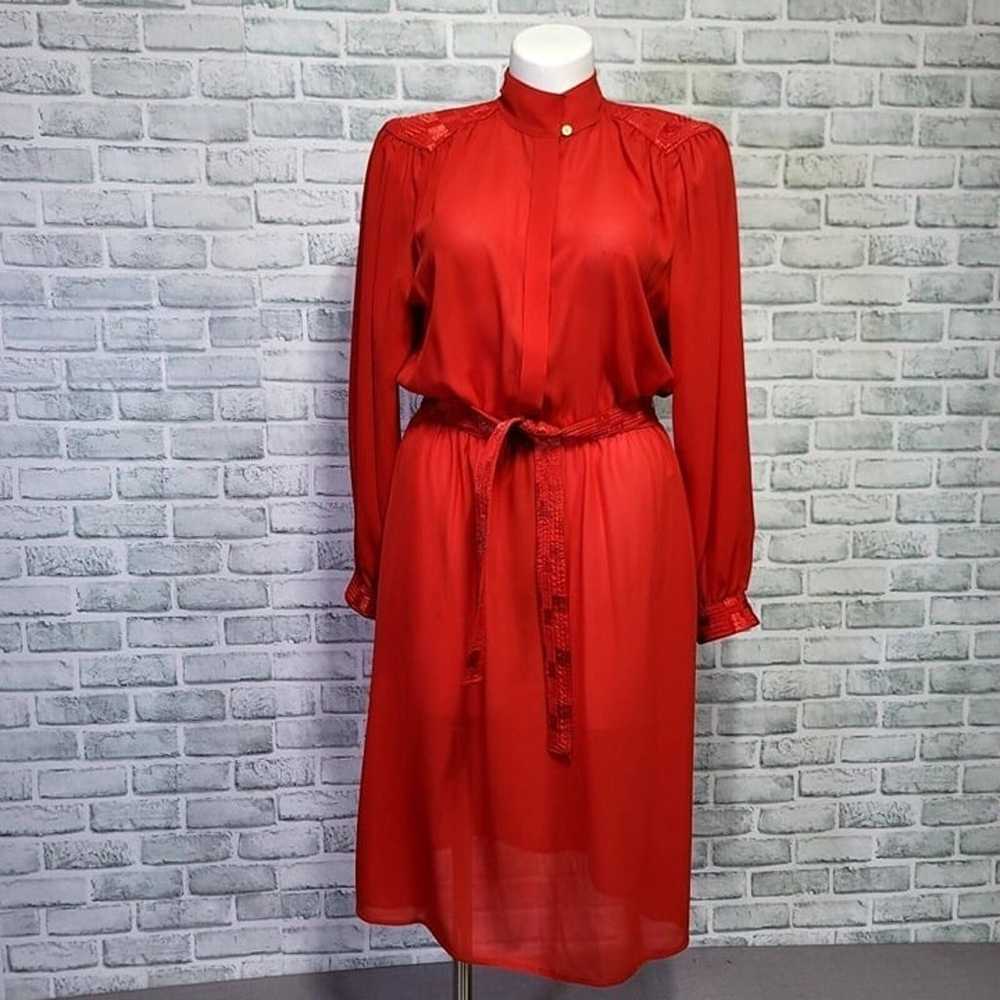 Vintage 70s Townhouse Womens 16 Volup Red Sheer L… - image 1