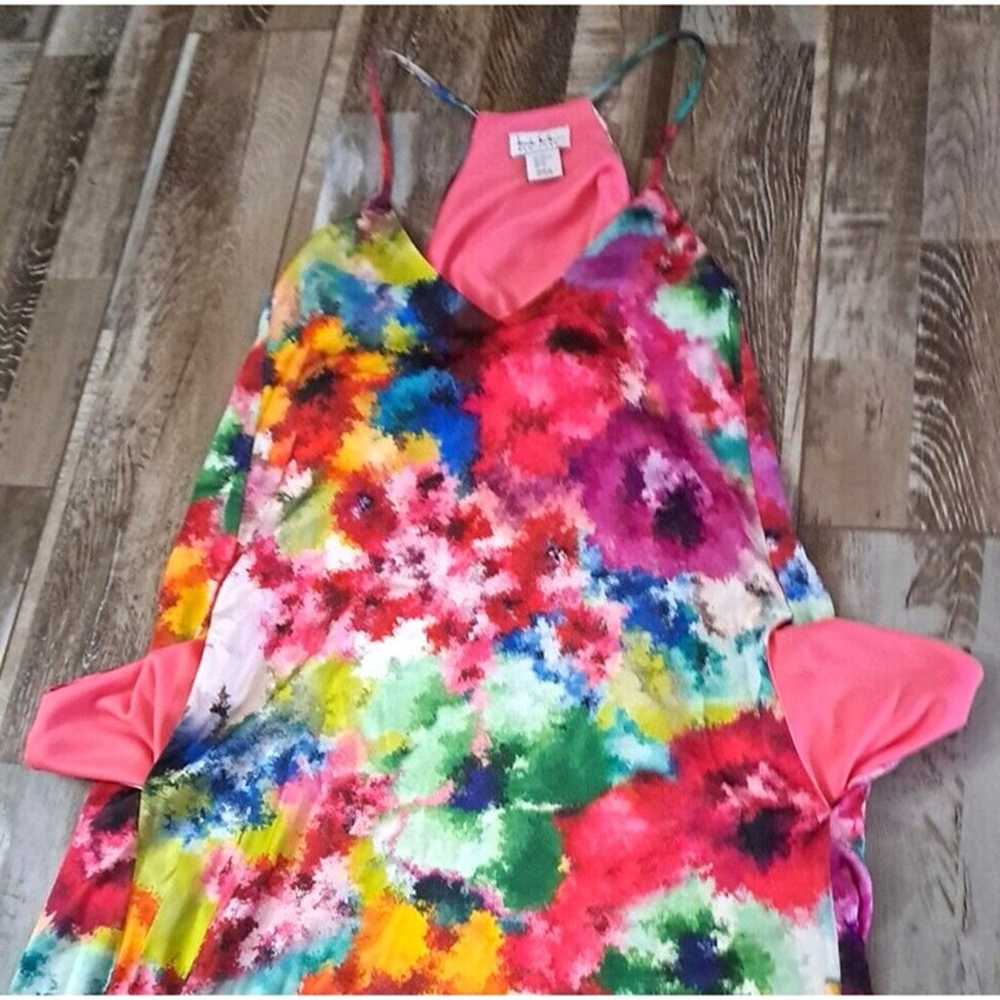 Womens Nicole Miller Maxi Dress Colorful Watercol… - image 4