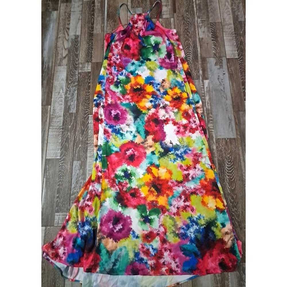 Womens Nicole Miller Maxi Dress Colorful Watercol… - image 7