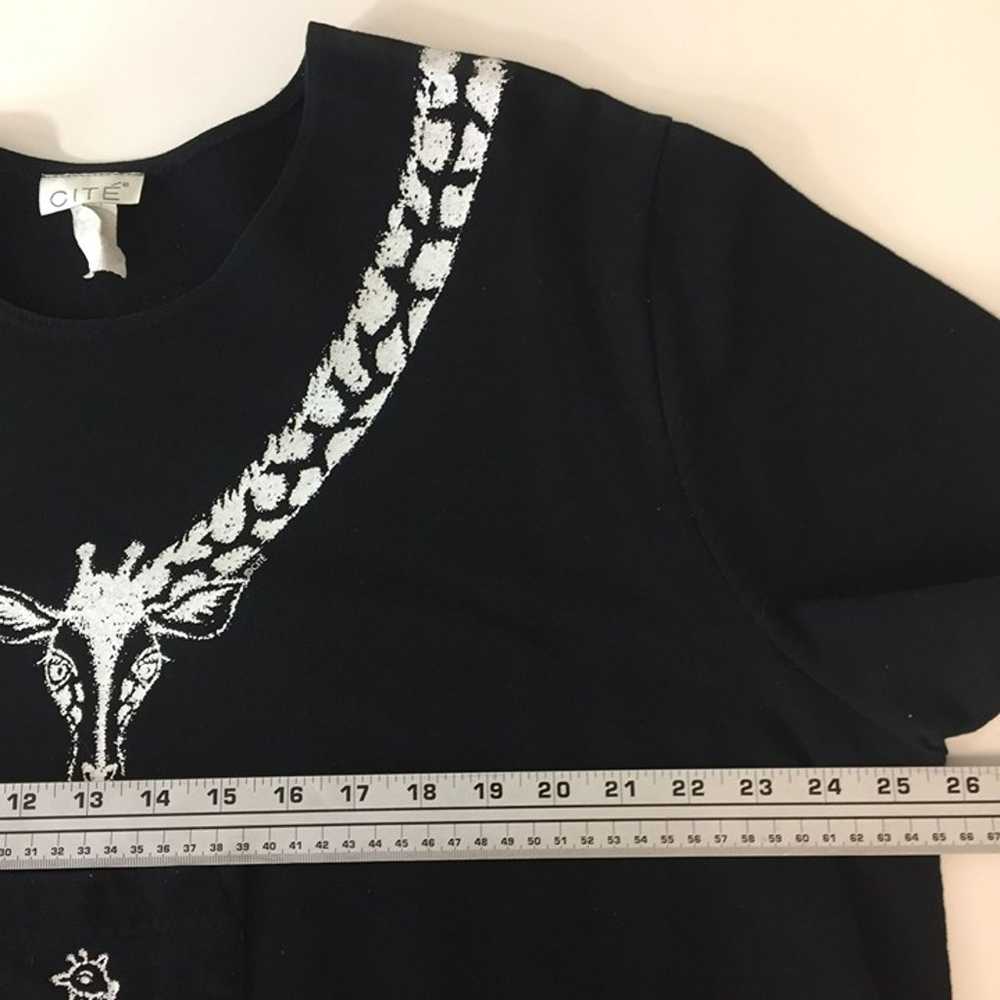 Vintage Cite Womens T-Shirt Giraffe Dress Black W… - image 11