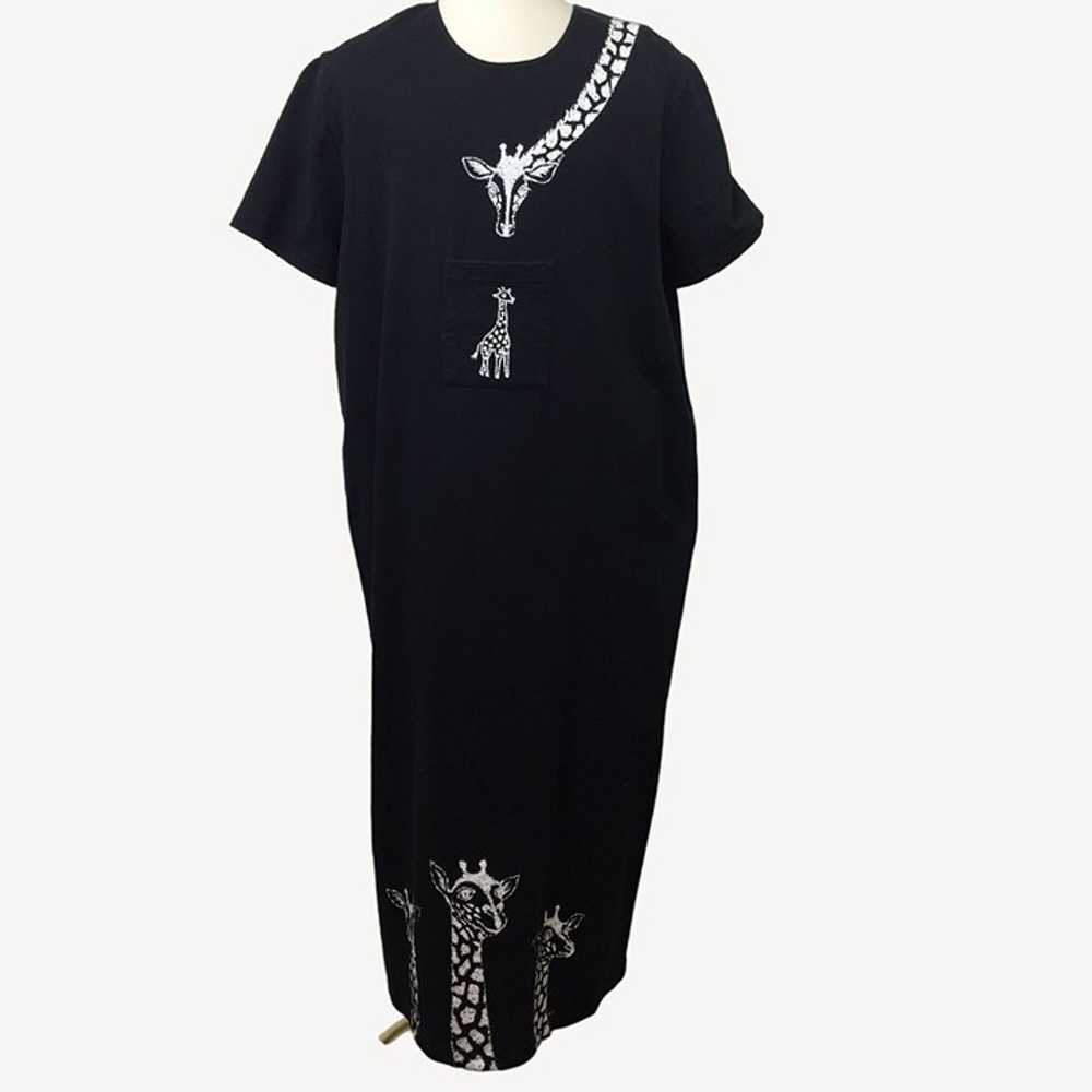 Vintage Cite Womens T-Shirt Giraffe Dress Black W… - image 1