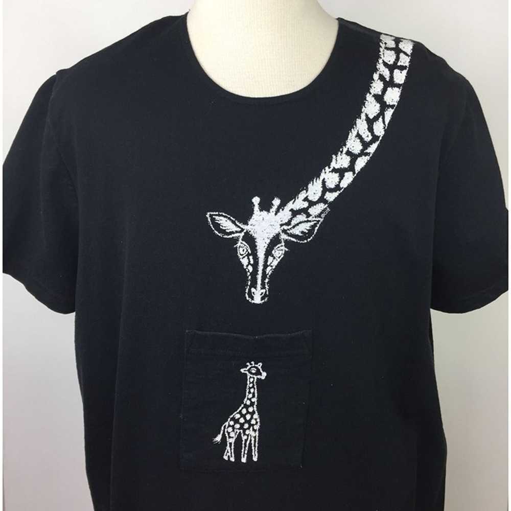 Vintage Cite Womens T-Shirt Giraffe Dress Black W… - image 2