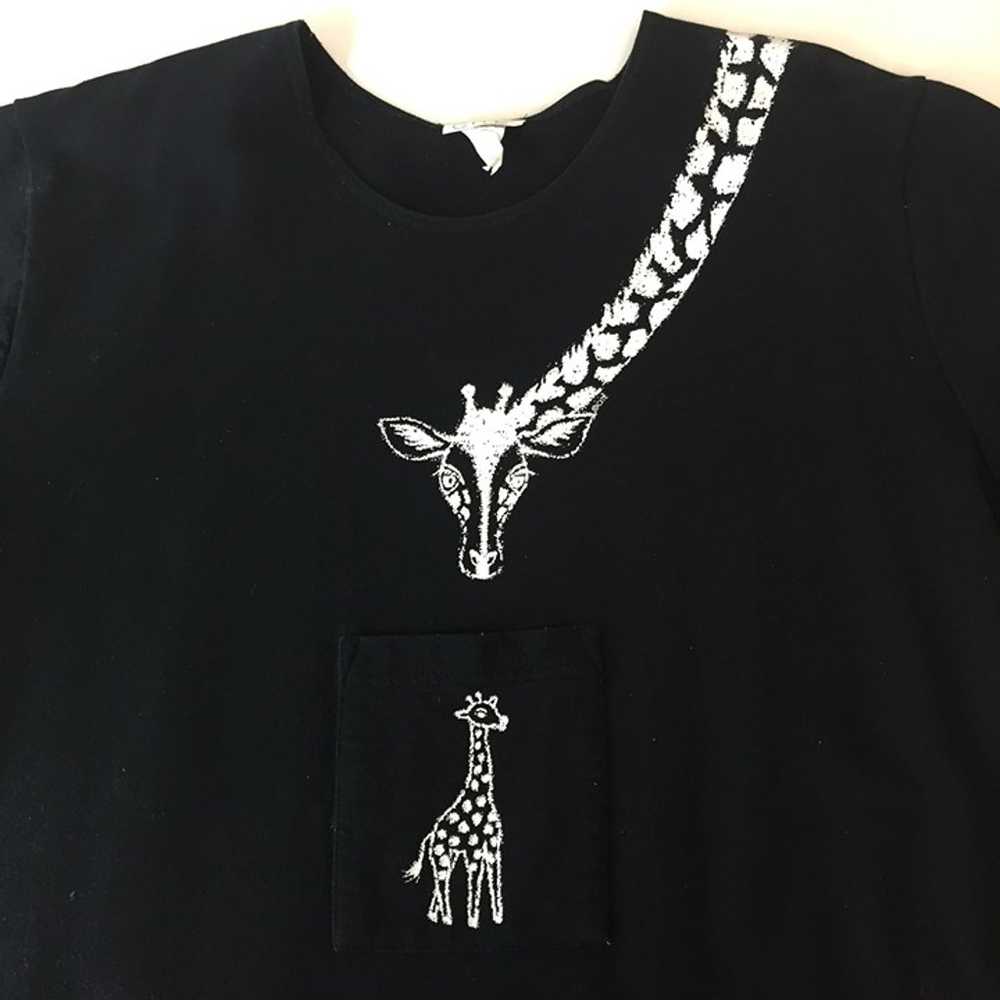 Vintage Cite Womens T-Shirt Giraffe Dress Black W… - image 7