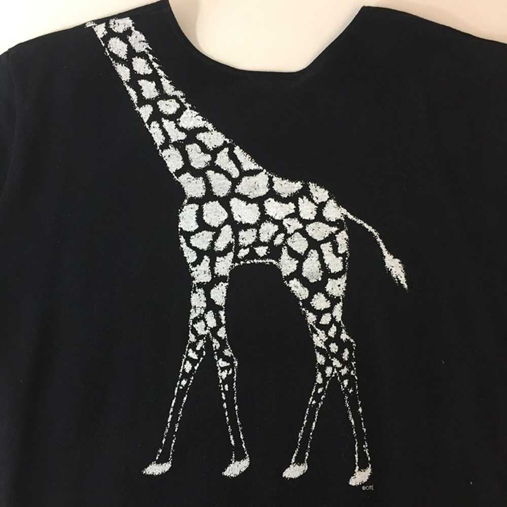 Vintage Cite Womens T-Shirt Giraffe Dress Black W… - image 8