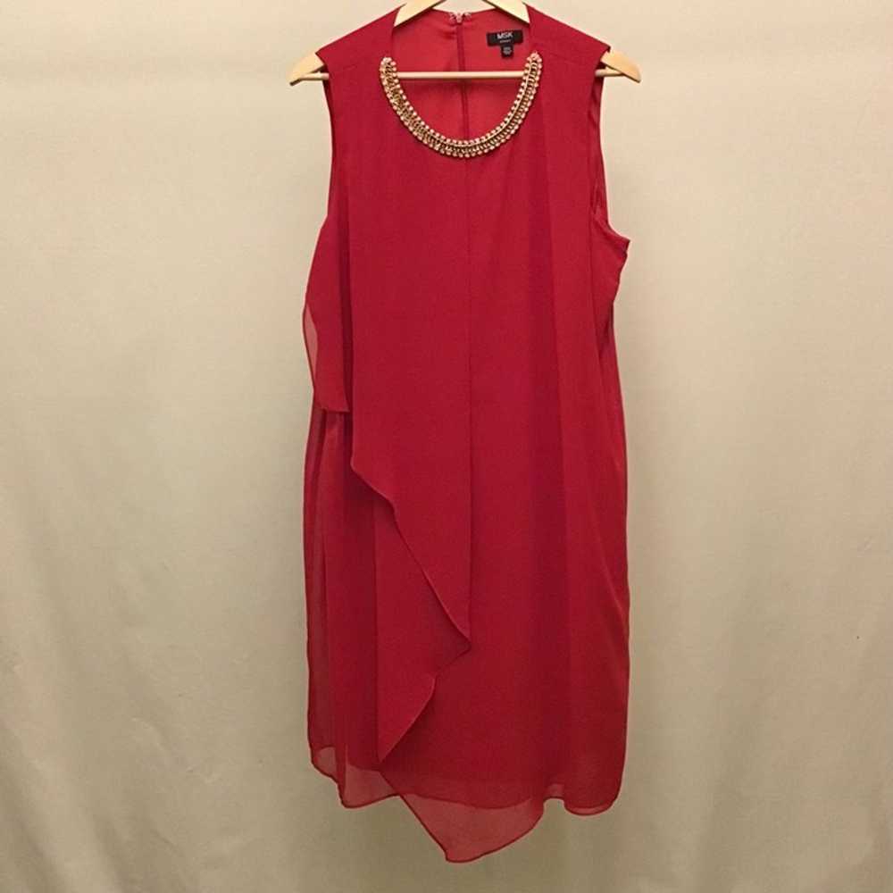 MSK 20W Dress Flowy Chiffon Sleeveless Midi Red R… - image 5