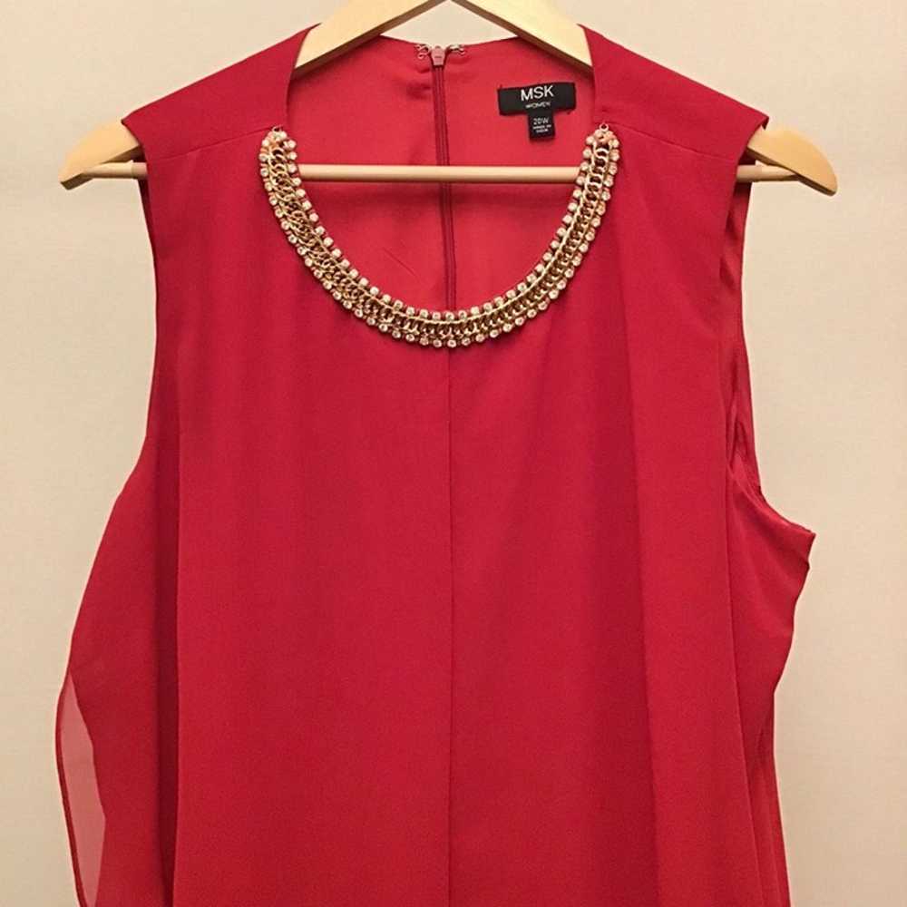 MSK 20W Dress Flowy Chiffon Sleeveless Midi Red R… - image 6