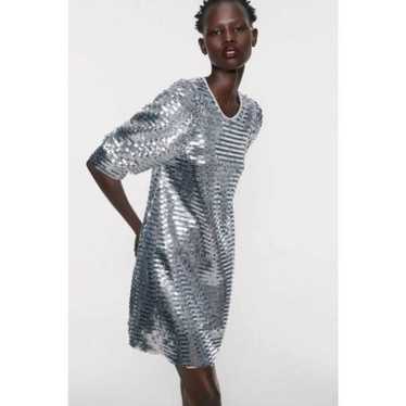 Zara silver all over sequin dress blogger favorite - image 1