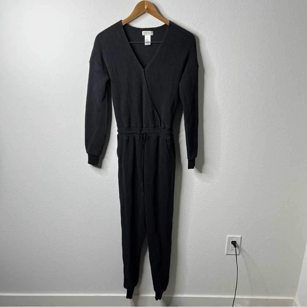 L Space Black Ling Sleeve Ribbed Jumpsuit Tie Wai… - image 4