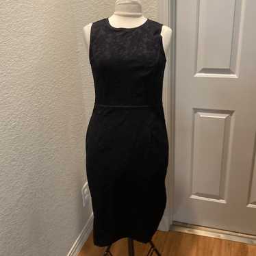 Ann Taylor Black Lace Midi Fitted Cocktail Dress … - image 1