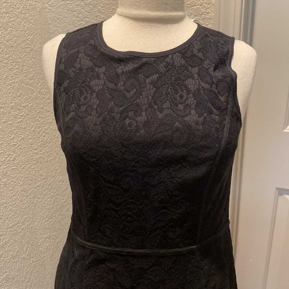 Ann Taylor Black Lace Midi Fitted Cocktail Dress … - image 2