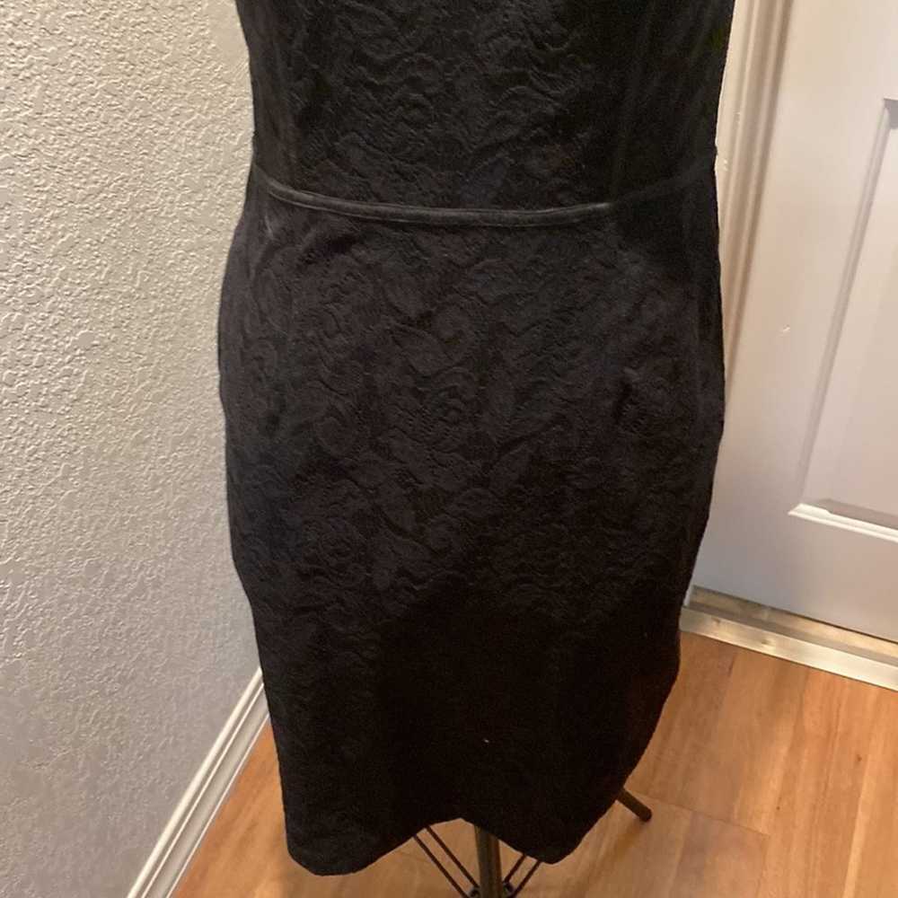 Ann Taylor Black Lace Midi Fitted Cocktail Dress … - image 3