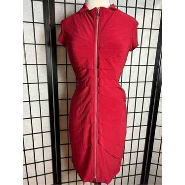 Joseph Ribkoff Red Cap Sleeve Zip Up Dress