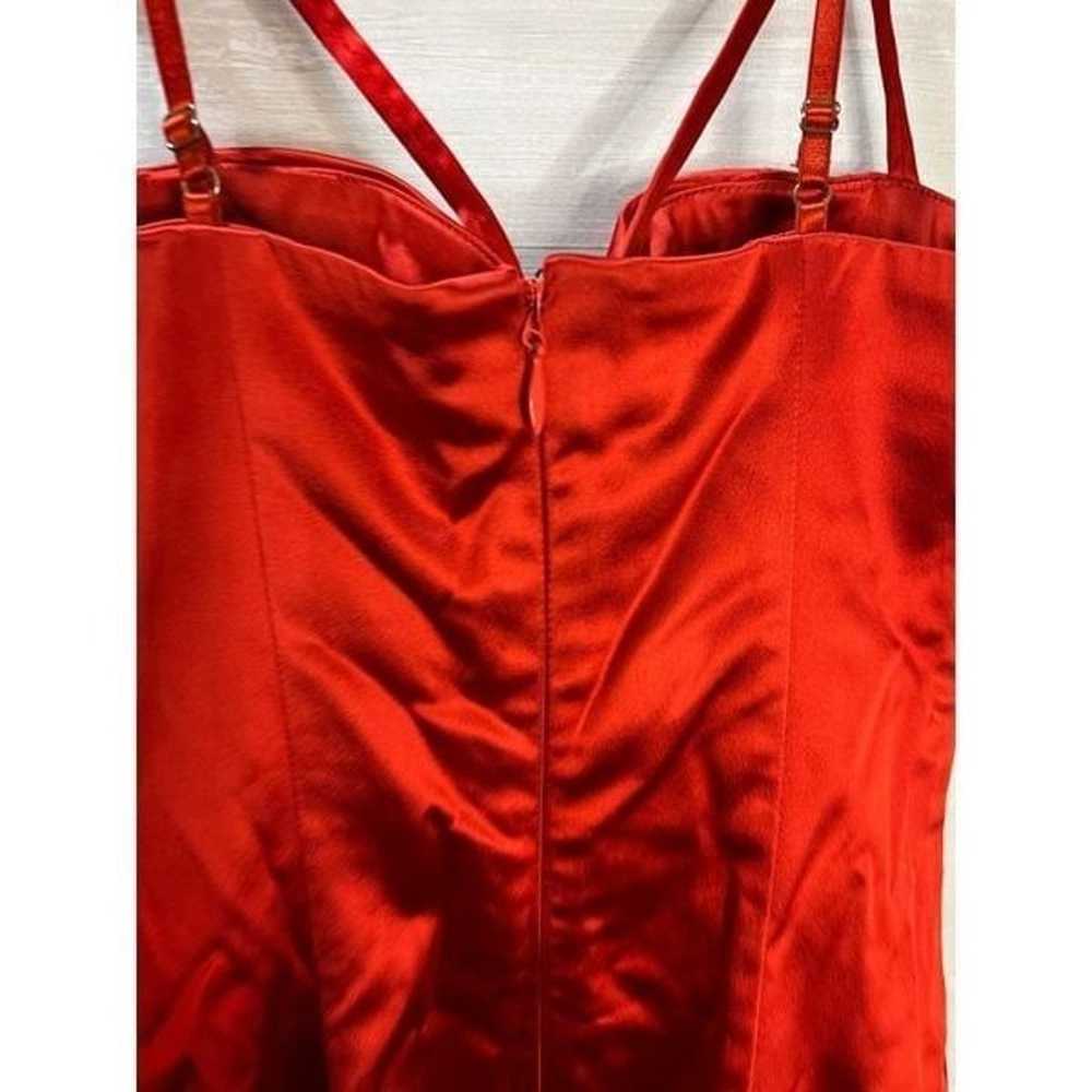 Red Satin Mesh Insert Cup Detail Bodycon Dress Si… - image 7