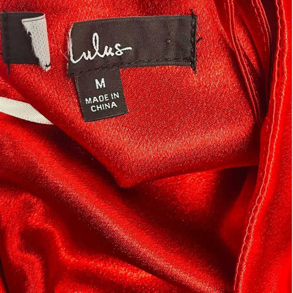 LULU'S M Luxe Take Red Satin Rhinestone Cowl Neck… - image 5