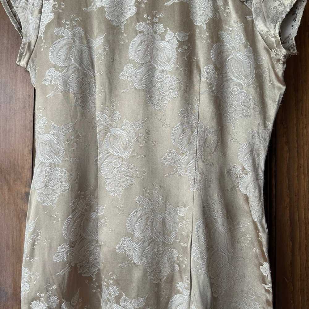 Vintage 90’s Cheongsam QiPao Style Taupe Floral W… - image 6