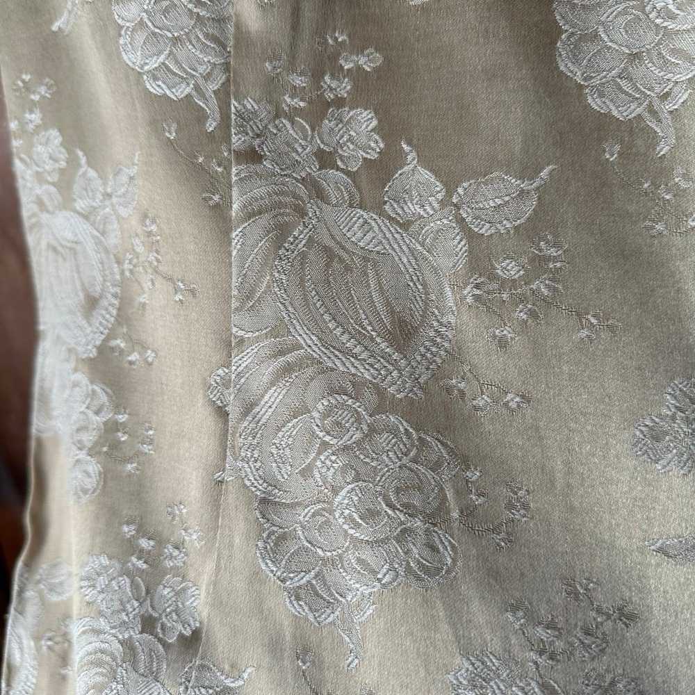 Vintage 90’s Cheongsam QiPao Style Taupe Floral W… - image 7