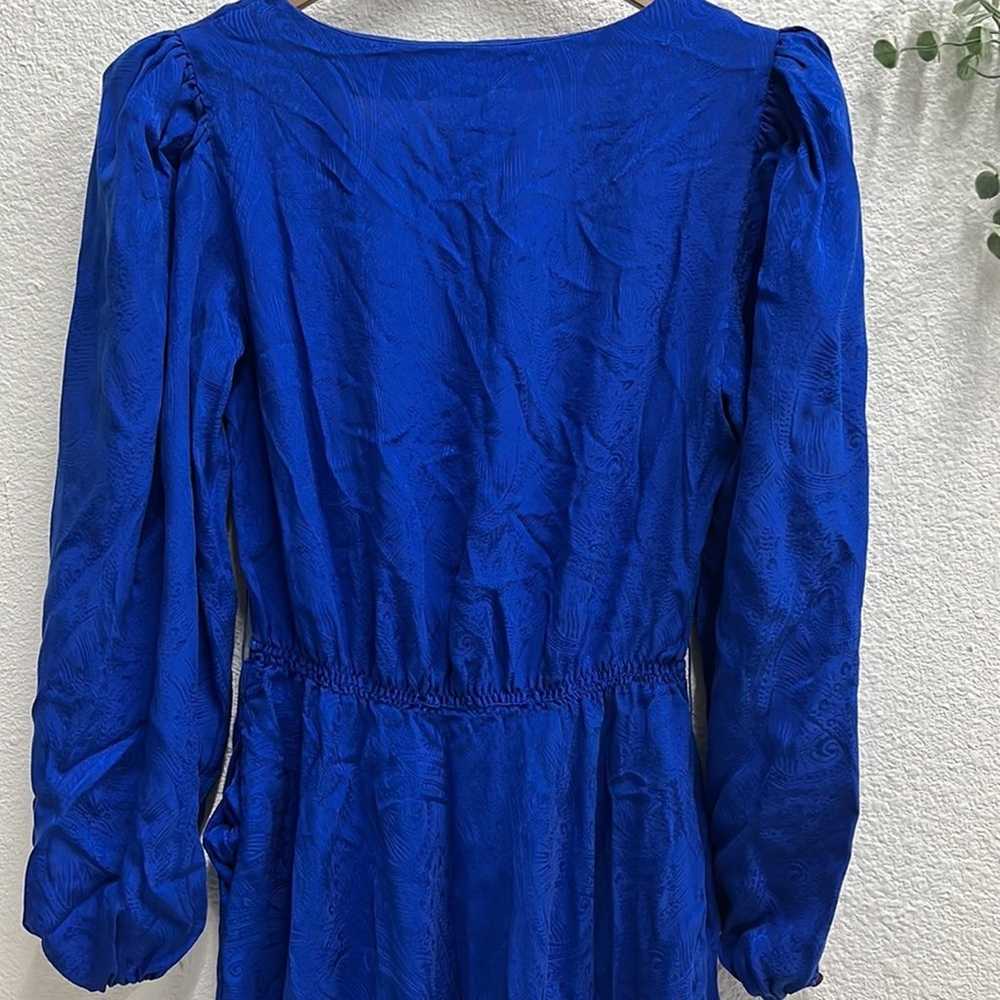 Vintage Blue Silk Wrap Dress Size 8 Long Sleeve P… - image 7