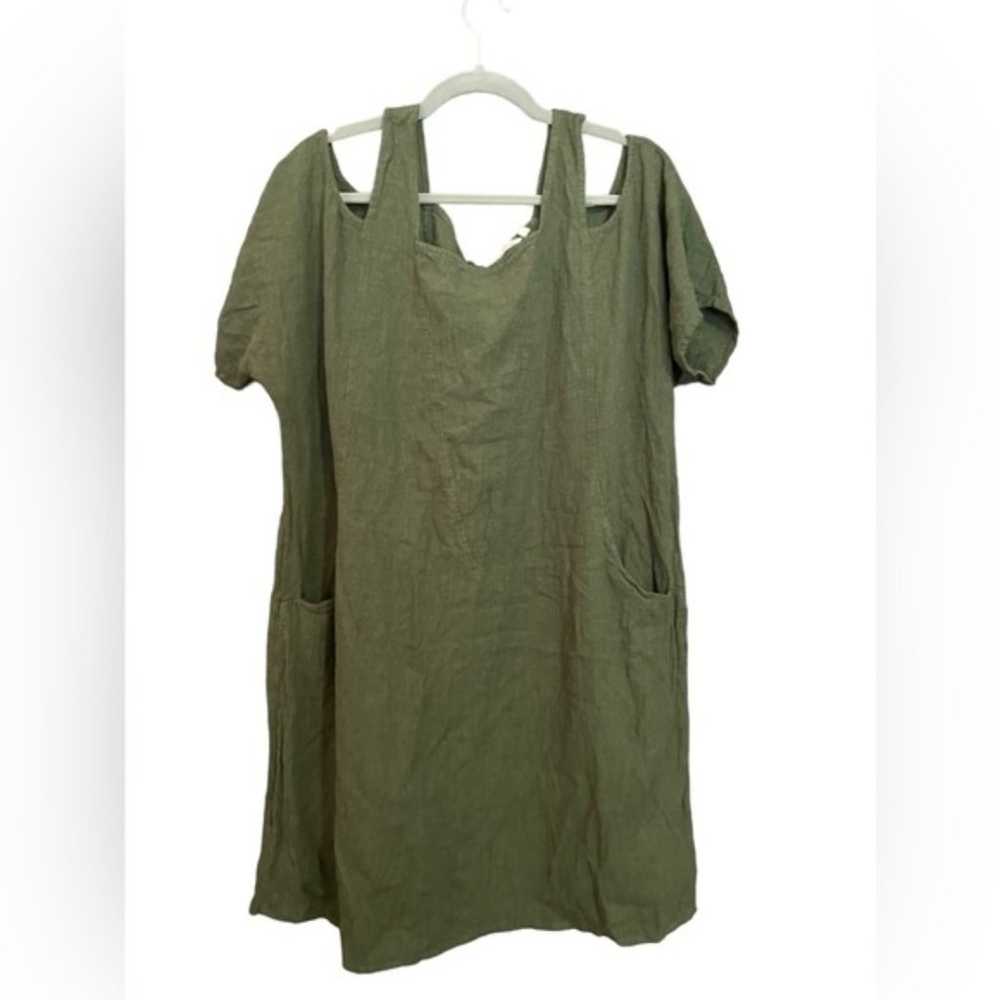 Soft Surroundings Women's Green Cold Shoulder Lin… - image 4