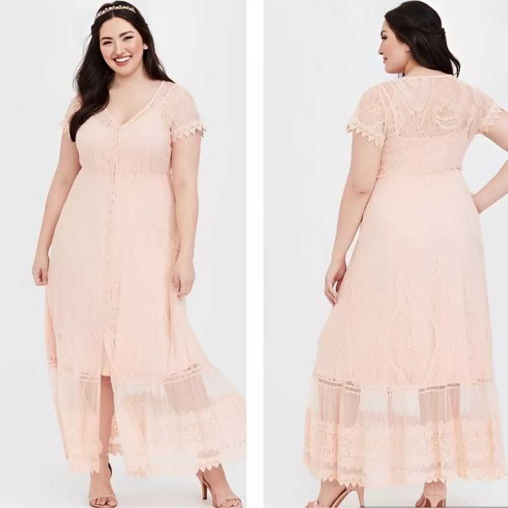 Torrid Light Pink Maxi length lace Dress size 3 - image 5