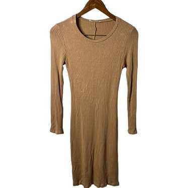 Reformation Jeans Tan Long Sleeve Rib Knit Dress … - image 1