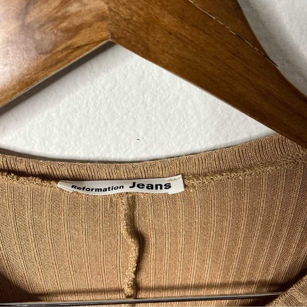 Reformation Jeans Tan Long Sleeve Rib Knit Dress … - image 2