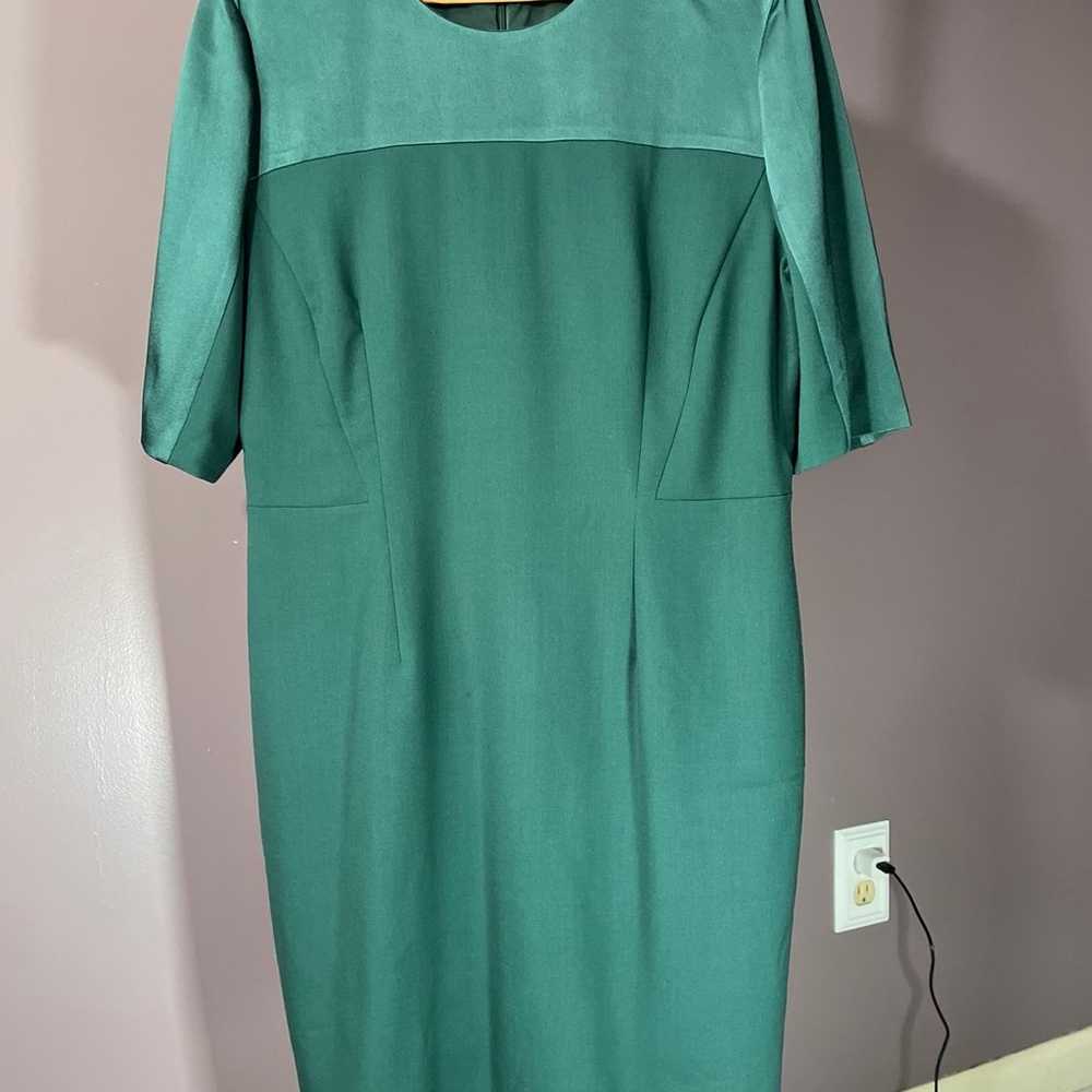 HUGO BOSS Danufa Dress Size 10 Green Virgin Wool - image 4