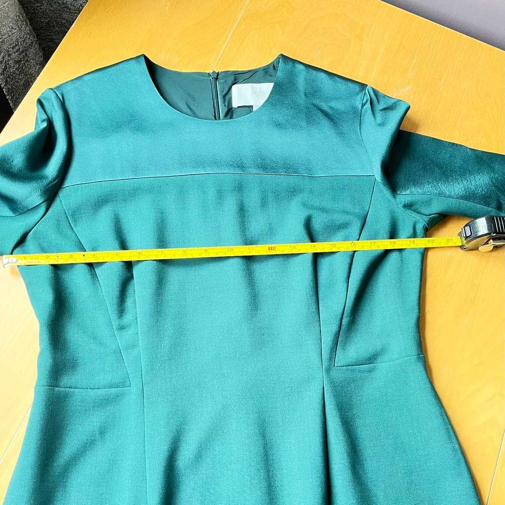 HUGO BOSS Danufa Dress Size 10 Green Virgin Wool - image 7