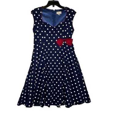 Lindy Bop Blue and White Polka Dot 1950s Swing Dr… - image 1