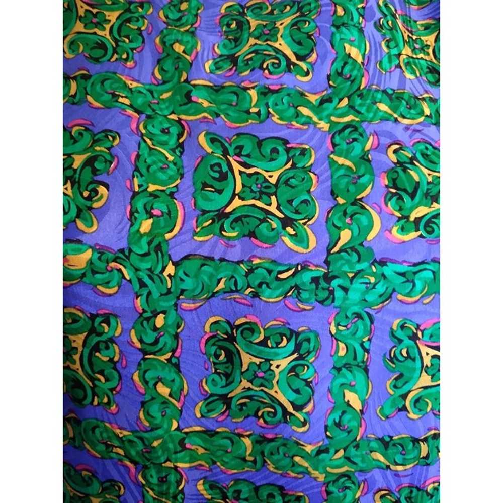 Adrianna Papell Dress Midi Green Purple Geometric… - image 3