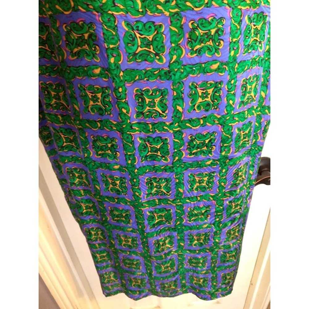 Adrianna Papell Dress Midi Green Purple Geometric… - image 4