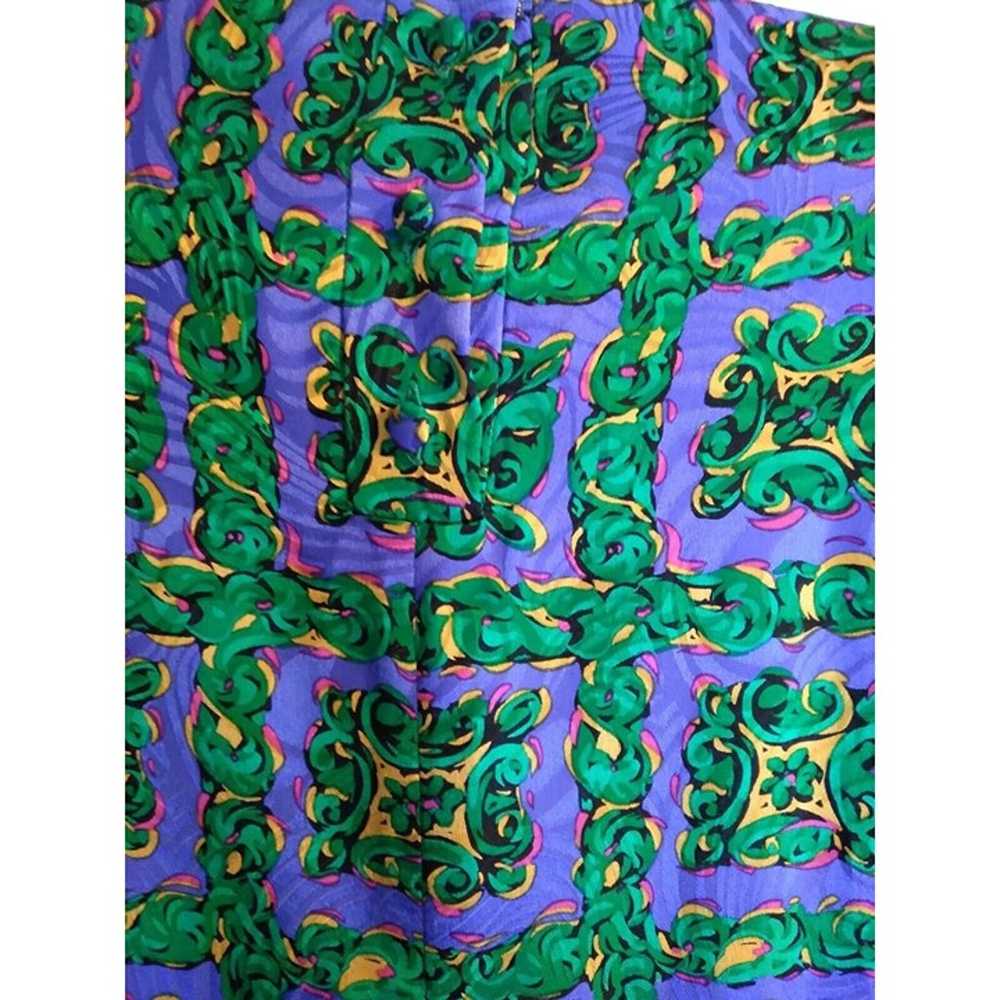 Adrianna Papell Dress Midi Green Purple Geometric… - image 6