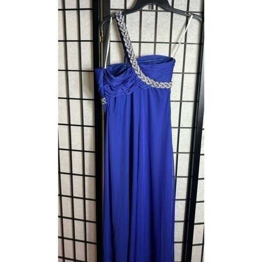 Betsy & Adam Blue One Shoulder Sequin Adorned Bal… - image 5