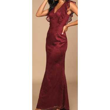 LULU'S S With Elegance and Grace Burgundy Lace Mer