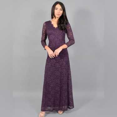 JESSICA HOWARD - LONG SLEEVE METALLIC LACE GOWN J… - image 1