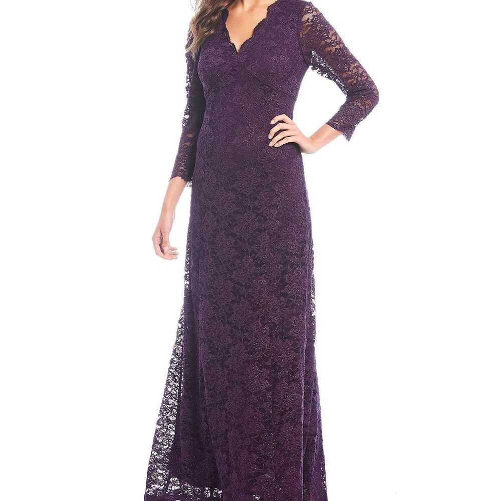 JESSICA HOWARD - LONG SLEEVE METALLIC LACE GOWN J… - image 3