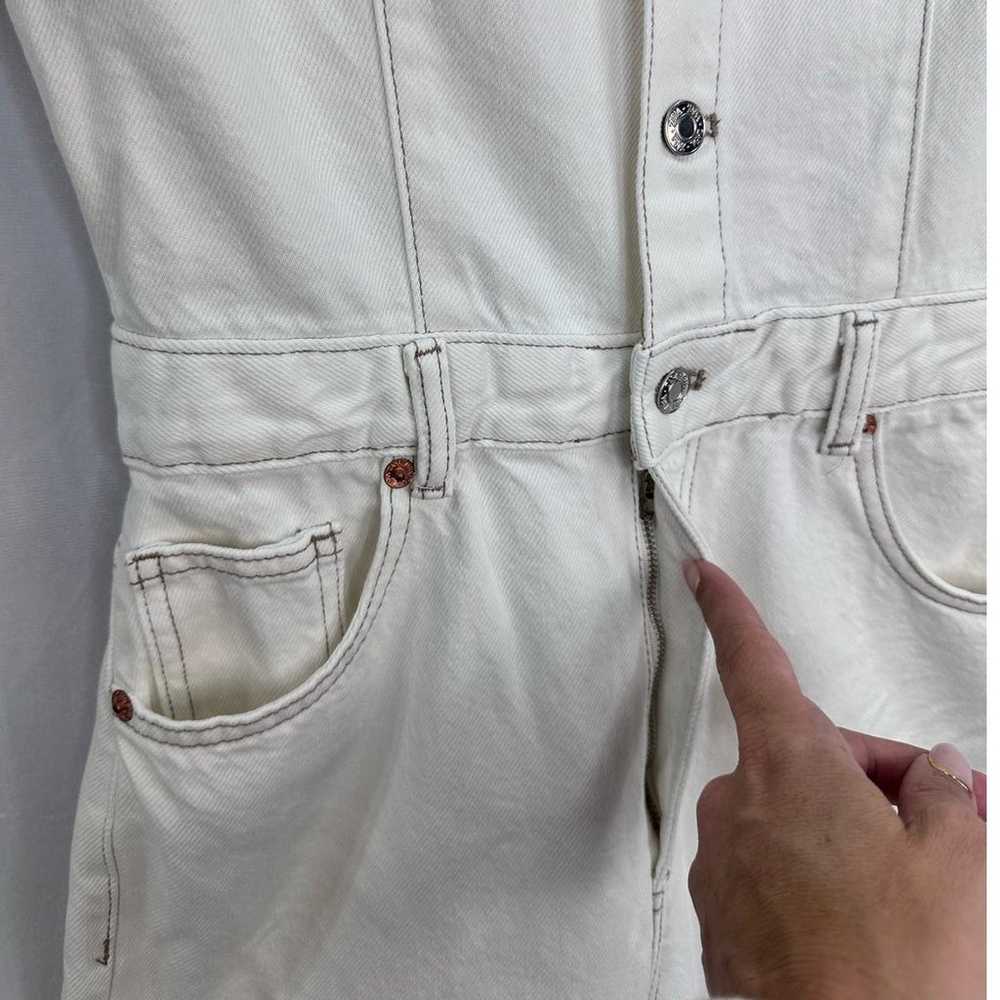 Zara White Denim Short Sleeve Boilersuit Button D… - image 10