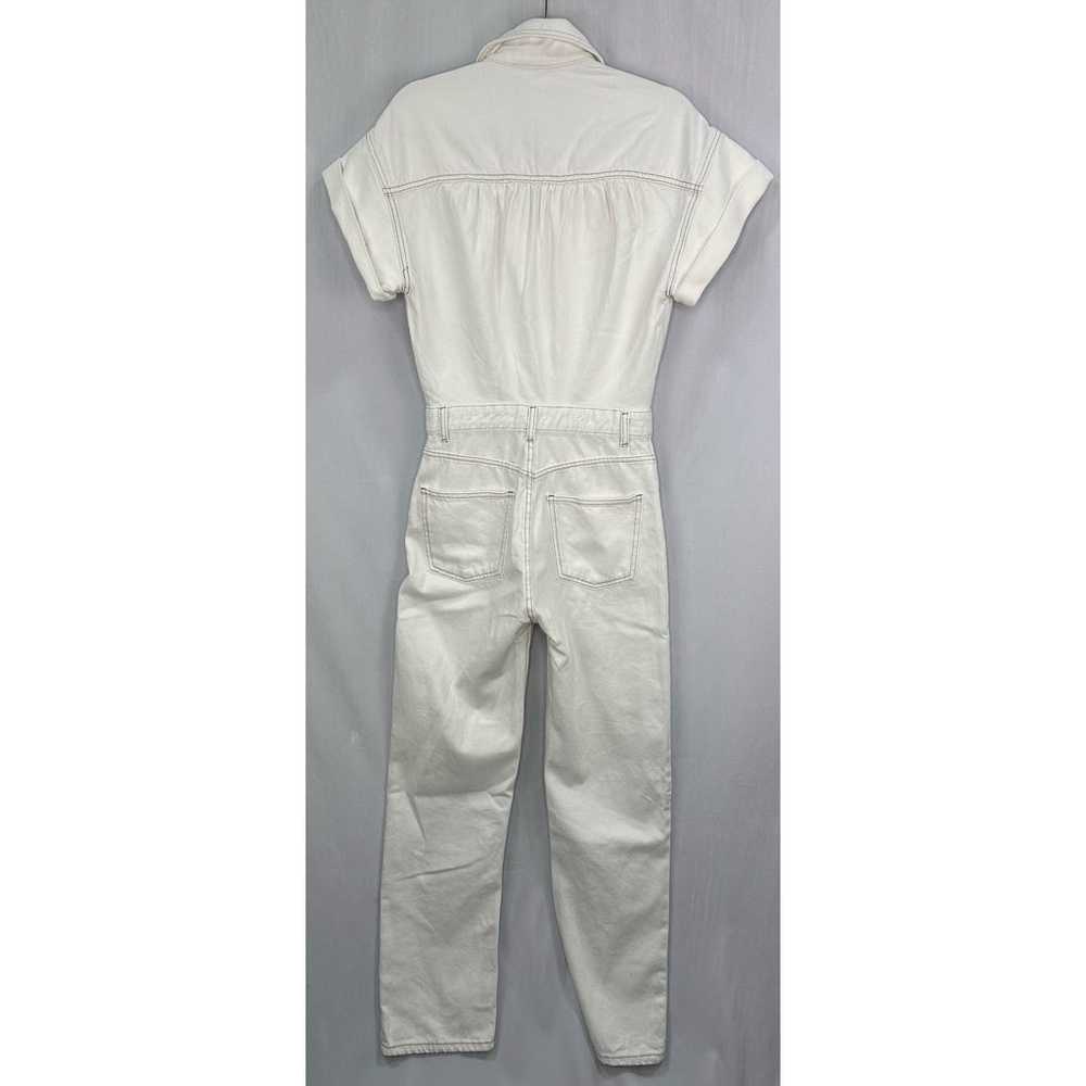 Zara White Denim Short Sleeve Boilersuit Button D… - image 8